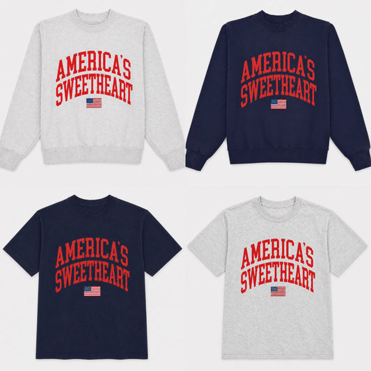 AMERICAS SWEETHEART TEE AND SWEATSHIRT (preorder)